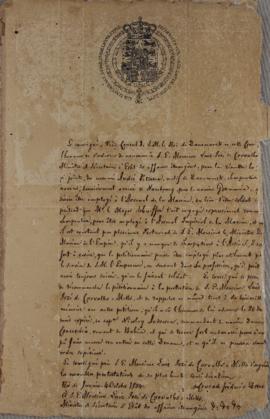 Ofício de 4 de outubro de 1824, de Conrado Frederico Dau, vice-cônsul da Dinamarca, dirigida ao m...