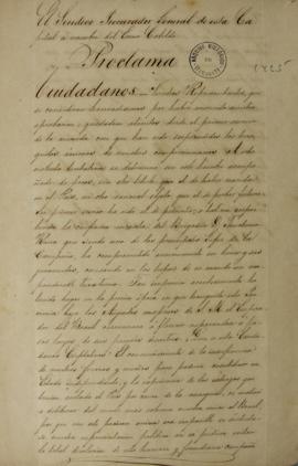 Proclamação de 6 de maio de 1825 do Síndico Procurador Geral de Montevidéu, orientando aos cidadã...