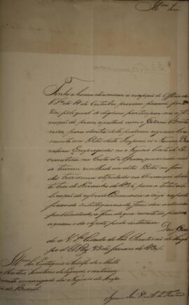 Cópia de ofício enviado por Inácio José Vicente da Fonseca, para Eustáquio Adolfo de Mello e Matt...