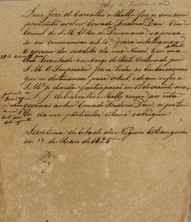 Minuta de correspondência de Luís José de Carvalho e Mello (1764-1826) encaminhada a Frederico Do...