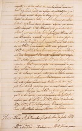 Cópia do ofício enviado por Luiz Moutinho Lima Alvares e Silva (1792-1863), para Marcelino Gonçal...