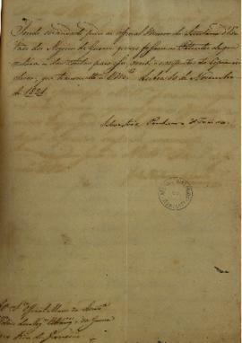 Despacho de Silvestre Pinheiro Ferreira (1769-1846) comunicando o recebimento em anexo da respost...