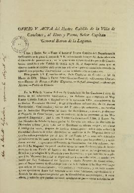 Ofício e ata de 20 de março de 1824 enviados ao Barão da Laguna (1764-1836) contendo a aprovação ...