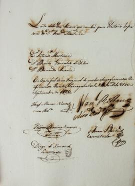 Lista de 21 de setembro de 1823 contendo os nomes dos eleitores da Vila de Melo: Antônio Martinez...