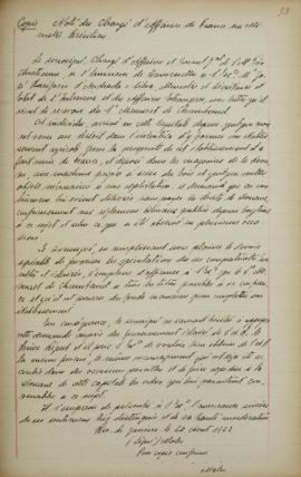 Cópia de despacho de 20 de agosto de 1822, do encarregado de negócios e cônsul geral da França, d...