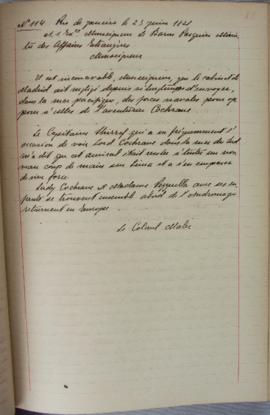 Despacho nº 114, de 23 de junho de 1821, de Jean-Baptiste Maler (s.d.), Cônsul-geral da França no...