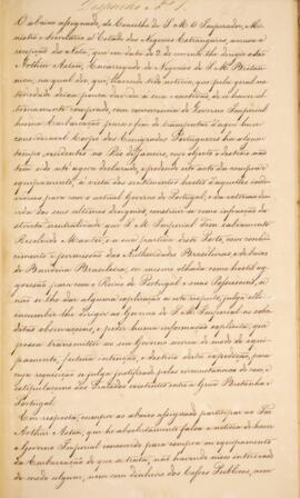 Cópia de despacho expedido por Francisco Carneiro de Campos (1765-1842), com data de 7 de janeiro...
