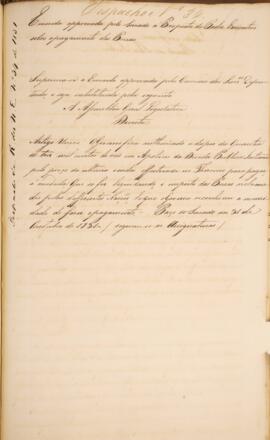 Cópia de despacho expedido pelo Paço do Senado, com data de 28 de agosto de 1831, versando sobre ...