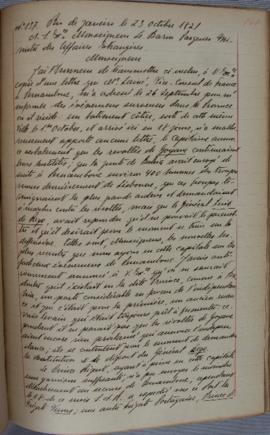 Despacho nº 137, de 23 de outubro de 1821, de Jean-Baptiste Maler (s.d.), Cônsul-geral da França ...
