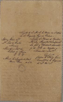 Ofício de janeiro de 1823, enviada por David Jewett (1772-1842) para Luiz da Cunha Moreira (1777-...