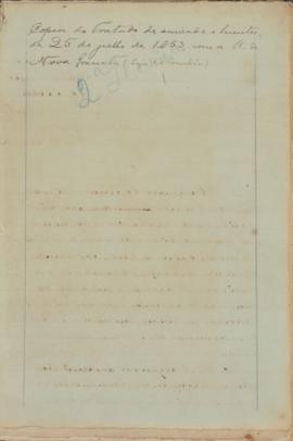 Cópia do Tratado de Amizade e Limites celebrado em 25 de julho de 1853 entre o Império do Brasil ...