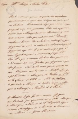 Cópia da carta de João Severiano Maciel da Costa (1769-1833), Marquês de Queluz, a José da Silva ...