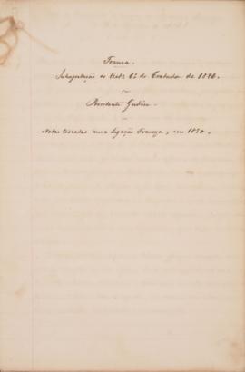 Notas da legação francesa, trocada entre o Encarregado dos Negócios Estrangeiros do Reino Frances...