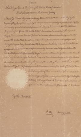 Duplicata da Carta de Plenos Poderes concedida a William Tudor (1779-1830), plenipotenciário esta...