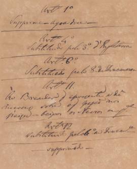 Anotações sobre artigos do Tratado de Amizade, Navegação e Comércio entre o Império do Brasil e o...