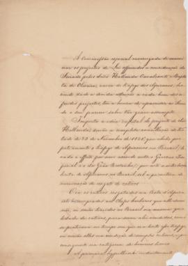 Parecer do Senado, datado de 13 de maio de 1850, relativo ao Projeto de Lei de Holanda Cavalcanti...
